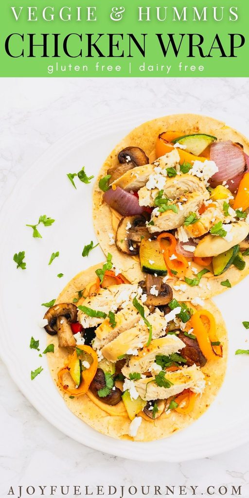 Roasted Veggie and Chicken Hummus Wrap
